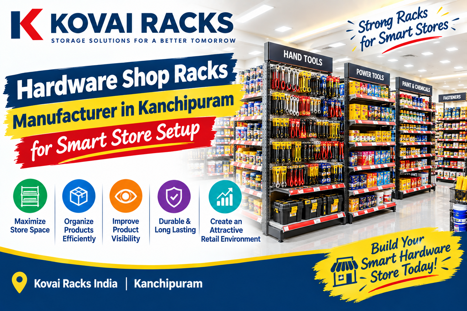 Hardware Shop Racks Manufacturer in Kanchipuram for Smart Store Setup